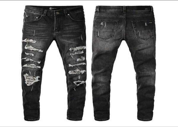 

20ss mens designer jeans distressed ripped biker slim fit motorcycle denim for men s fashion jean mans pants pour homm9052392, Blue