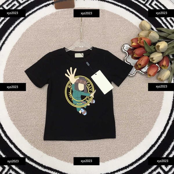 

23ss kids short sleeve baby t-shirt child clothing summer chest stripe design breathable round neck new cozy size 100-150 cm mar12, Blue