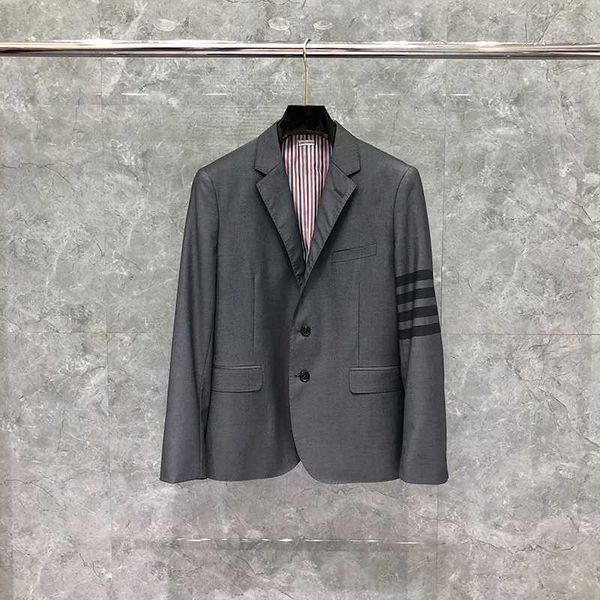 

tb thom man new formal blazer men british casual suit men's jacket spring single breasted black striped wool coat high quality, White;black