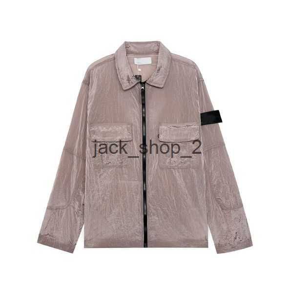 

outerwear designer badges zipper shirt jacket loose style spring autumn mens oxford breathable portable high street stones island clothing j, Black;brown