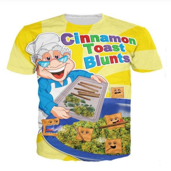 

fashion menswomans cinnamon toast blunts summer style tees 3d print casual tshirt plus size mh0124997917, White;black