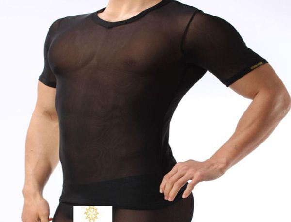 

brave person mesh lace sheer transparent t shirts men nyon underwear7804582, Black;brown