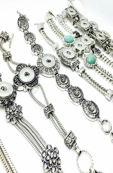 

10 pieceslot mix styles women antique silver fashion ginger 18mm snaps button charms bracelets diy snap jewelry gifts6128743, Golden;silver