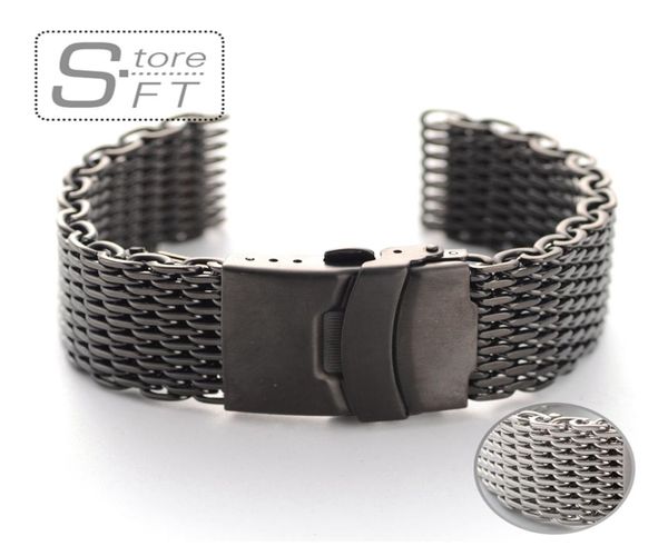 

eache 22mm stainless steel mesh watch bracelet watchband 316 stainless steel 20mm 24mm silver black watch bands9339150, Black;brown
