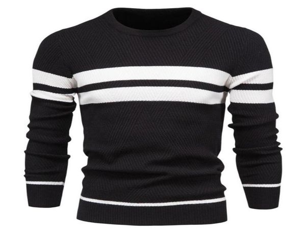 

men039s sweaters autumn men clothing sweater winter casual fashion oneck pullover stripe patchwork long sleeve warm slim9800850, White;black