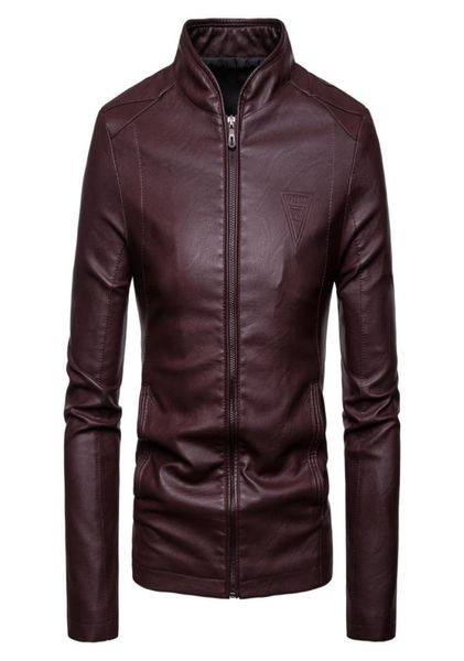 

men leather jackets autumn new men039s korean style slim collar pu leather jacket6002953, Black
