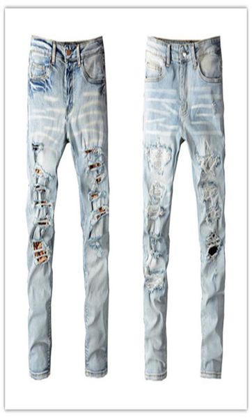 

plus size w40 mens jeans famous brand 2022ss washed leopard patch designer slimleg jean slim light weight stretch denim skinny bl9479275, Blue