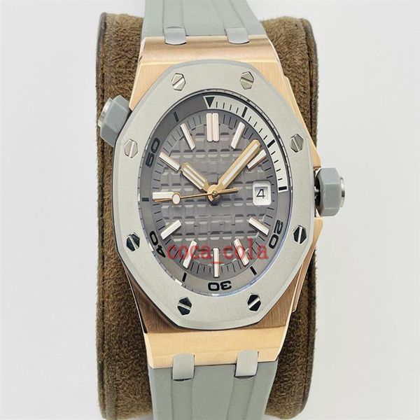 

selling uality watches 42mm diver 15710 t stainless steel bracelet transparent asia 2813 movement mechanical automatic mens254k, Slivery;brown