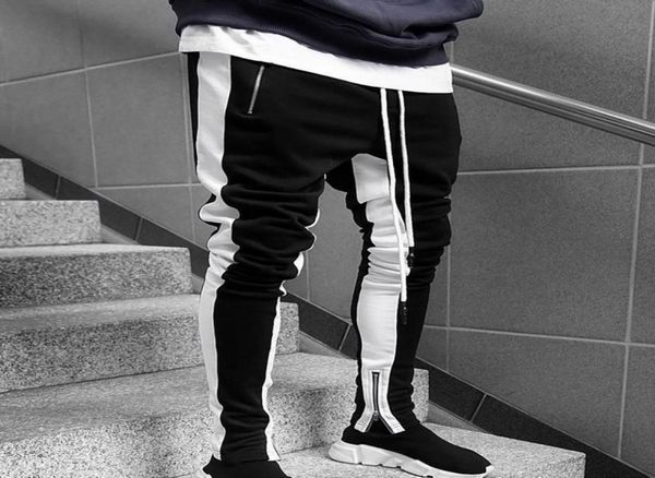 

mens joggers casual pants fitness men sportswear tracksuit bottoms skinny sweatpants trousers navy blue gyms jogger track pants9157111