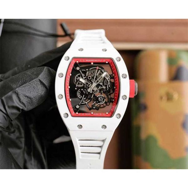 

rm055 superclone flywheel luxury men's mechanical watch richa milles watches rm055 white ceramic black movement 6 9eof 4q42 7b3f, Slivery;brown