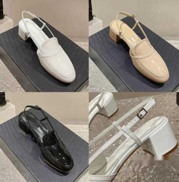 

classic designer luxury peep-toe heeled sandals womens genuine leather black/white/apricot one line buckle sandal ladys hollow back chunky h