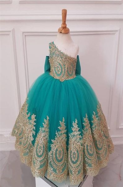 

african girls gold flower girls039 dresses ball gown one shoulder knot bow long tulle girls birthday first communion for 3386628, White;blue