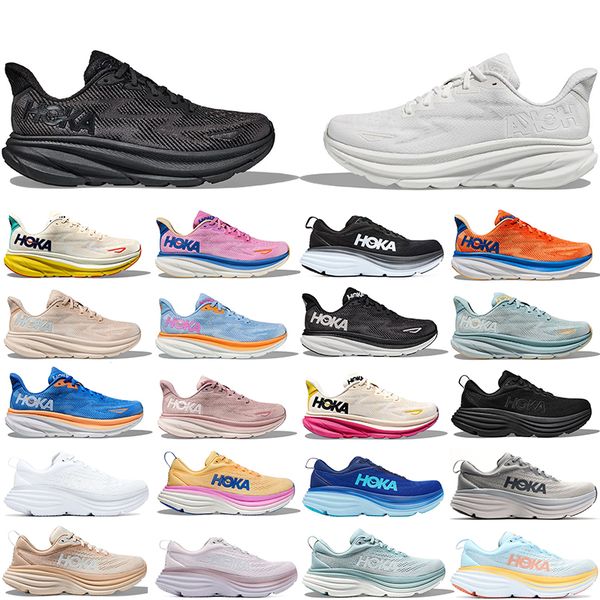 

hoka one one running shoes clifton 9 8 x2 triple black white passion fruit cyclamen shifting sand men women outdoor sports trainers sneakers
