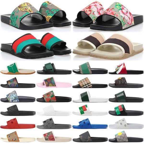 

designer rubber slide womens g pursuit web slippers fashion ace bee leather flats tigers matelasse blooms floral mens for women summer slide, Black
