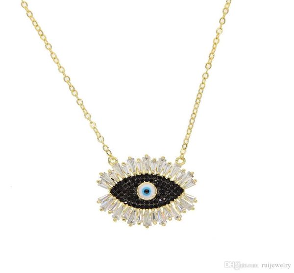 

gold black stone 2019 turkish evil eye necklace for women and ladies lucky fashion jewelry gold color cubic zirconia jewelry party8424656, Silver