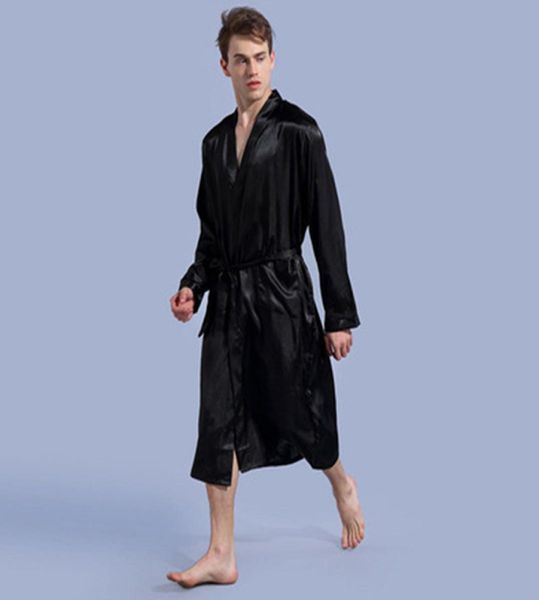 

mens pure color sleepwear robe thin improved cardigan underwear loose length longsleeved spring and evening gowns men sleepwears 8641237, Black;brown