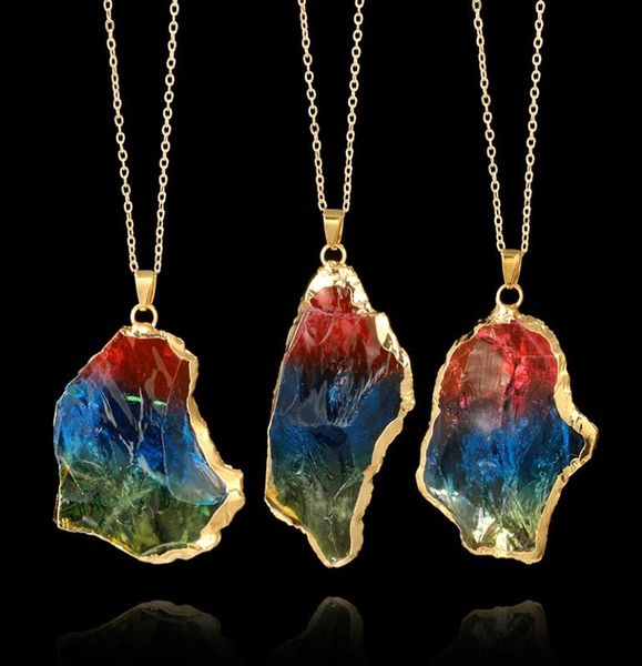 

famous colorful natural stone necklaces minimalistic geometric stone pendant gold chains for women ladies fashion jewelry accessor2663127, Silver