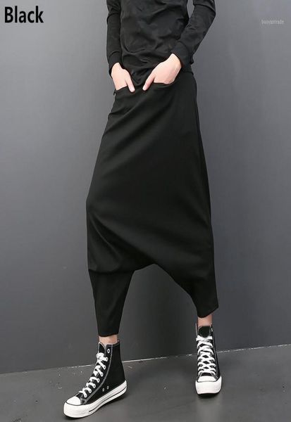 

fashion 2022 mens harem pants casual loose drop crotch hip hop trousers elastic waist punk style male clothes3183059, Black