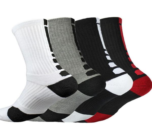 

elite basketball socks thick terry towel bottom football sports crew stockings knee high athletic men socks breast cancer long soc4530902, Black