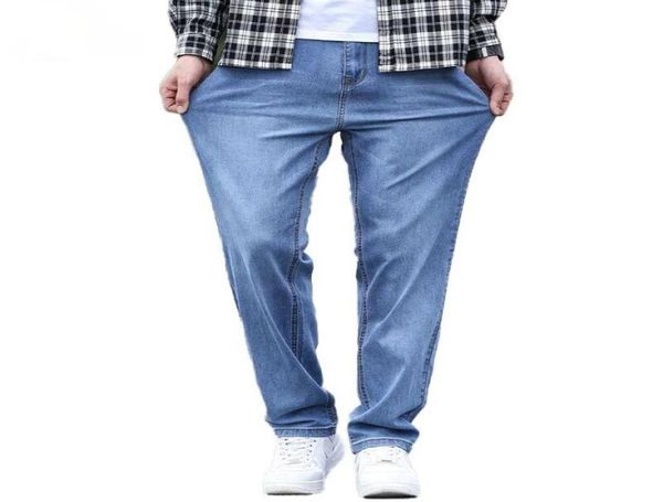 

men039s jeans highquality lightweight straight loose cotton stretch denim 2021 spring and summer brand youth fashion thin1909744, Blue