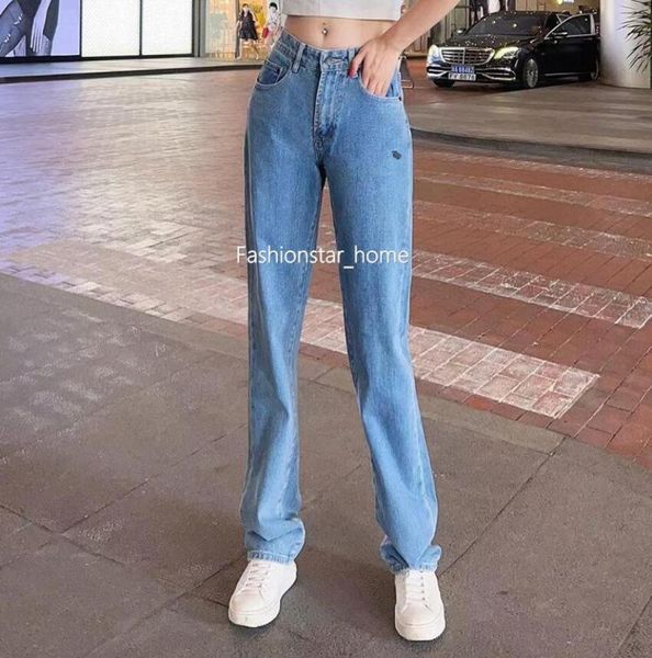 

22fw france high end embroidery denim straight pants man women relaxed classic box street trend trousers spring autumn fashion cas2478130, Black