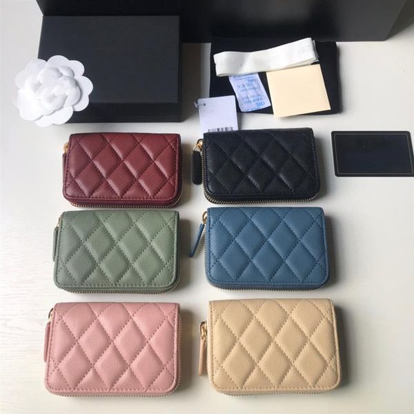 

10a classic super original quality genuinel leather women card holders with box luxurys designers wallet womens zipper purese cred259p, Red;black