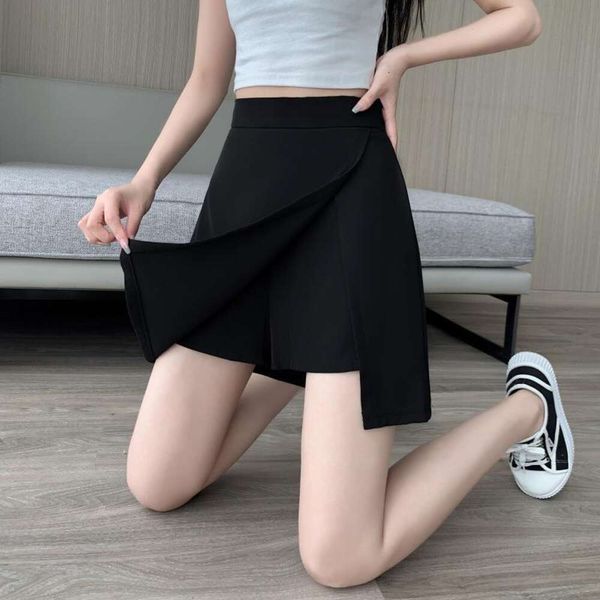 

item title black split skirt for women summer a line short high waist slimming drooping