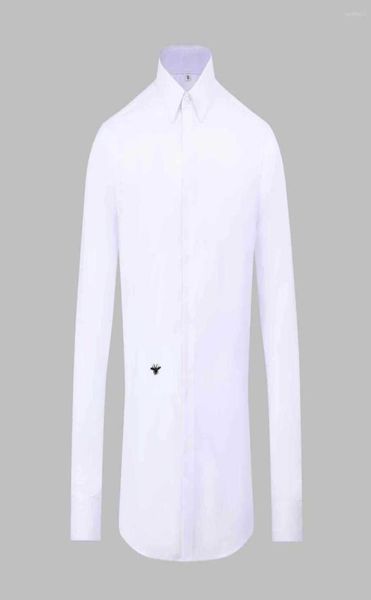 

men039s dress shirts little bee embroidered men39s shirt solid color long sleeve european station business casual style slim1102071, White;black