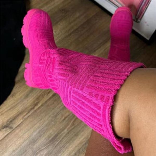 

boots luxury brand women thick-soled thick-heeled warm boots women's towel cotton boots motorcycle boots 36-43 boots women 230821, Black