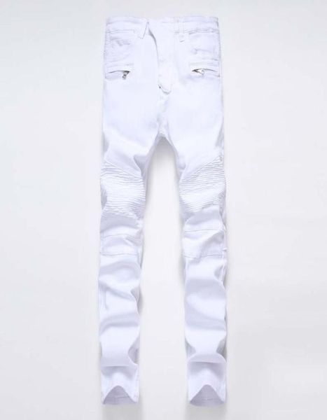 

mens jeans distressed robin motorcycle biker jeans rock revival skinny slim ripped hole men039s brand denim pants men designer4807155, Blue