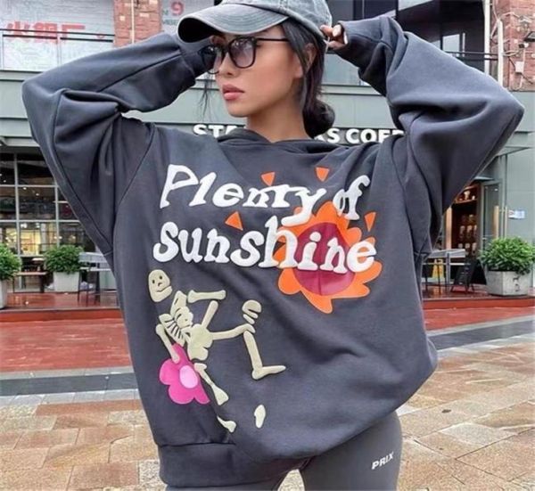 

puff print hoodies men women 1 quality sweatshirts foam print pullover 2colors34756771485634, Black