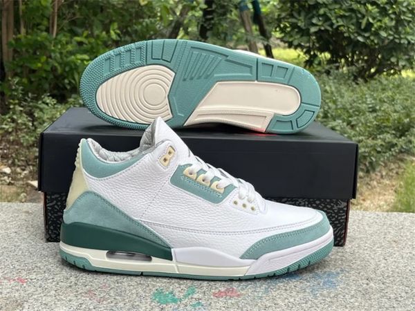 

white jade green jumpman 3 basketball shoes man/woman sport sneaker with original box fast delivery