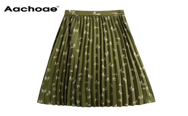 

animal print satin high waist fashion pleated skirts army green color vintage midi skirt bottoms mujer faldas 2104132743546, Black