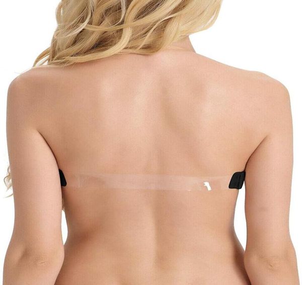 

strapless clear back bra for backless wedding dress convertible halter bras with transparent invisible strap6459382, Black;white