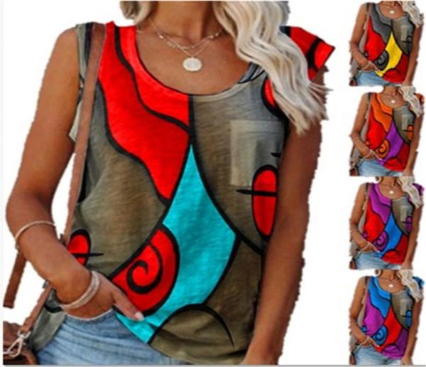 

women039s plus size tshirt womens vintage women sleeveless summer oneck casual graphic harajuku elegant pullover9609941, Black