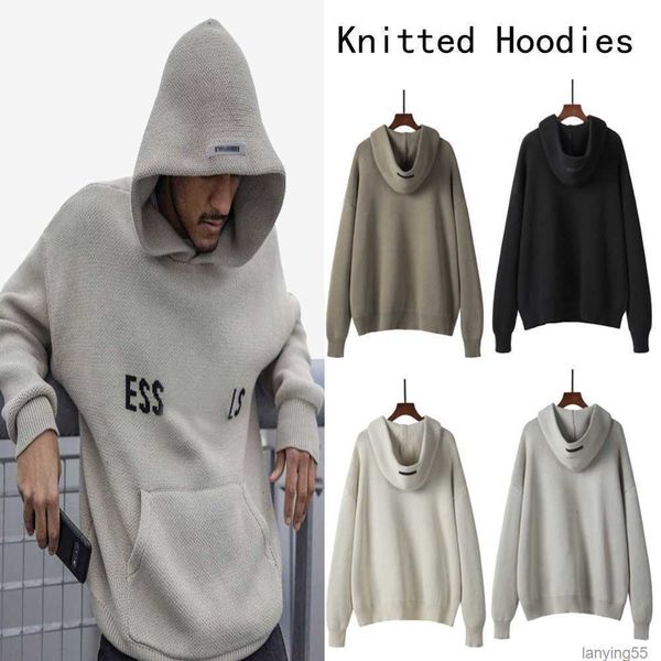 

designer essentialhoodie knitted sweater for men and women fashion streetwear pullover swearshirts essentail loose hoodie long sleeve sweate, Black