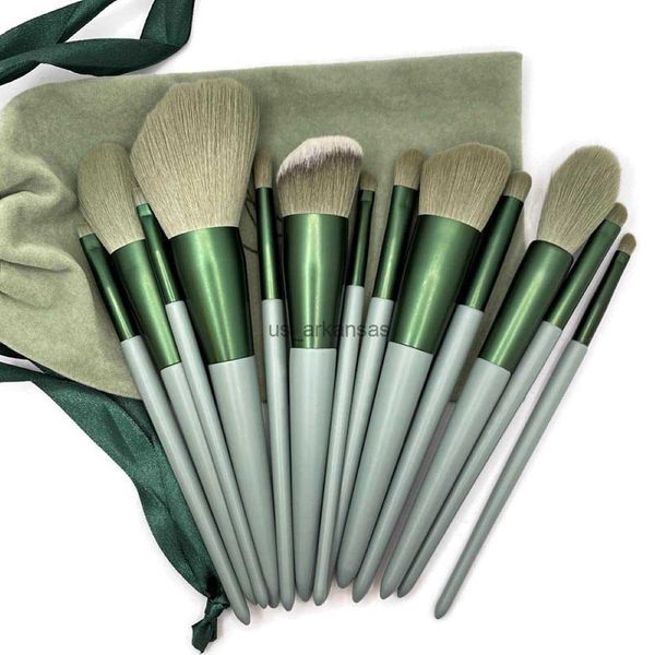 

makeup brushes green 13pcs soft fluffy makeup brushes set for cosmetics foundation blush powder eyeshadow kabuki blending makeupbeauty tool