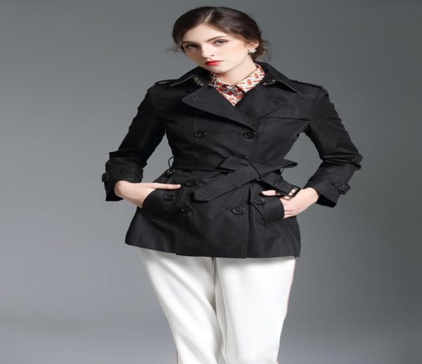 

women039s trench coats short classic windbreaker waterproof british new highend english style autumn winter gabadian solid col12643096067, Tan;black