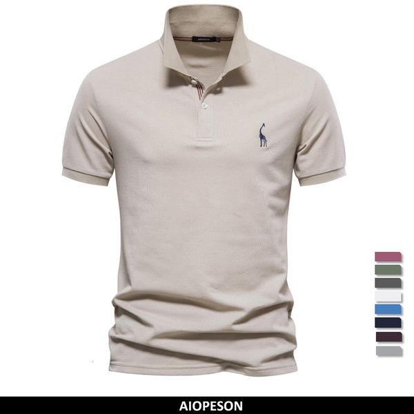 

men's polos aiopeson brand polo shirts cotton for men short sleeve high quantity solid summer clothing 230821, White;black