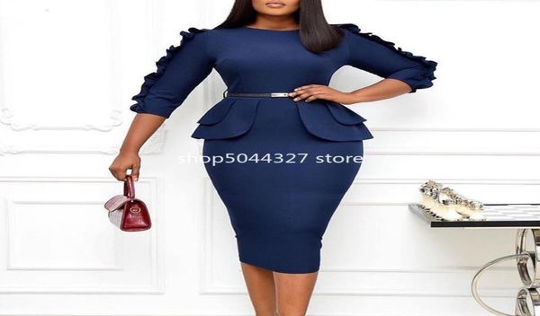

casual dresses 2021 autumn ruffle bodycon christmas dress women club clothes african for elegant plus size party robe femme8080434, Black;gray