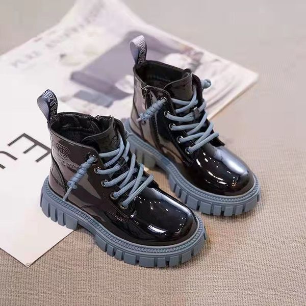 

boots shoes for girls autumn pu leather fashion kids boots girl child toddler girl boots warm waterproof boys high boots 230821, Black;grey