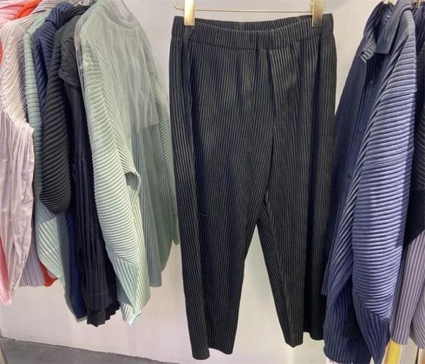 

real pics pleated sweatpants men women 1 solid color joggers drawstring streetwear pants trousers8071079, Black