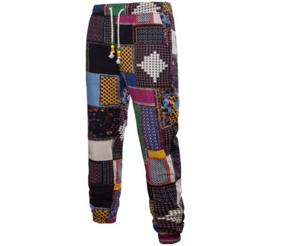 

joycosin 2019 men039s pants autumn winter men pants casual fashion 3d plaid patchwork straight zipper trousers6467595, Black