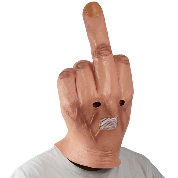 

scary halloween masks latex halloween mask for adults cosplay mask disdainful middle finger mask halloween fun mask bar dj fun mask, Silver