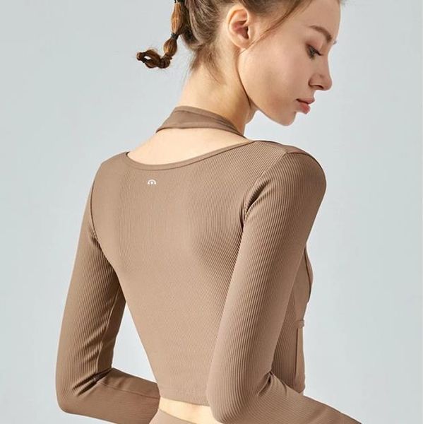 

autumn and winter hanging neck fake two sports running fitness women yoga long-sleeved top