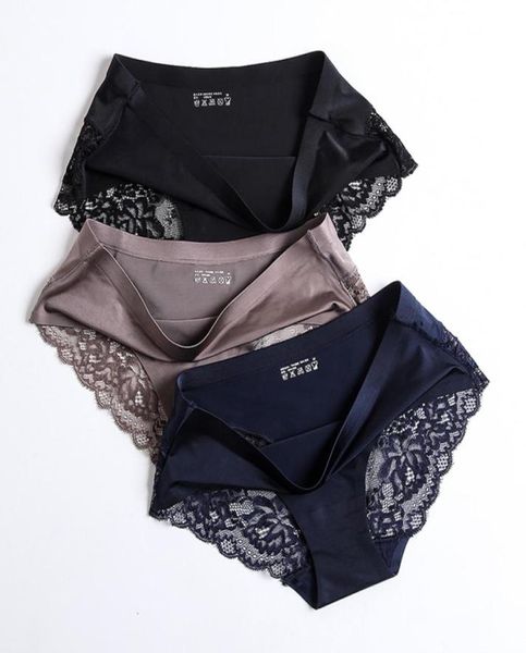 

women lace panties seamless solid underwear low waist woman briefs female slim breathable female underpants3803329, Black;pink