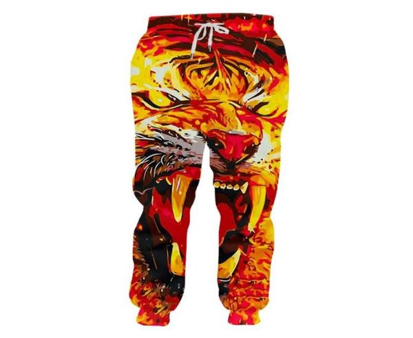 

men039s pants 2021 spring summer flame tiger fitness sports trousers 3d printing casual running training dropship8862032, Black