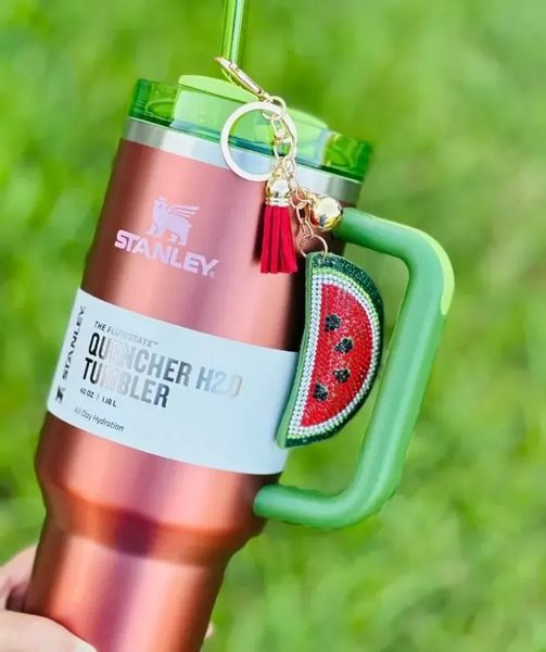 

stanley watermelon quencher tumblers 1:1 h2.0 40oz stainless steel cups with silicone handle lid and straw 2nd generation car mugs keep drin