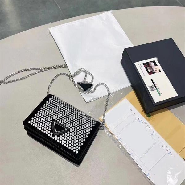 

designer famous women letter short wallets cover diamond shoulder bags handbags chains crossbody saddle bag camera messenger diamo249k, Red;black