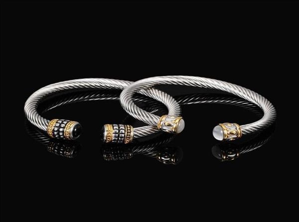 

vintage wire open bangle titanium steel geometric glossy women fashion simple punk hip hop jewelry286k9828252, Black